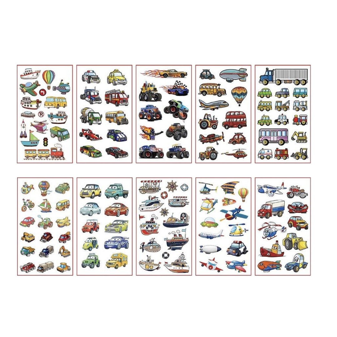 Abziehbare Tattoos – Verkehrsmittel