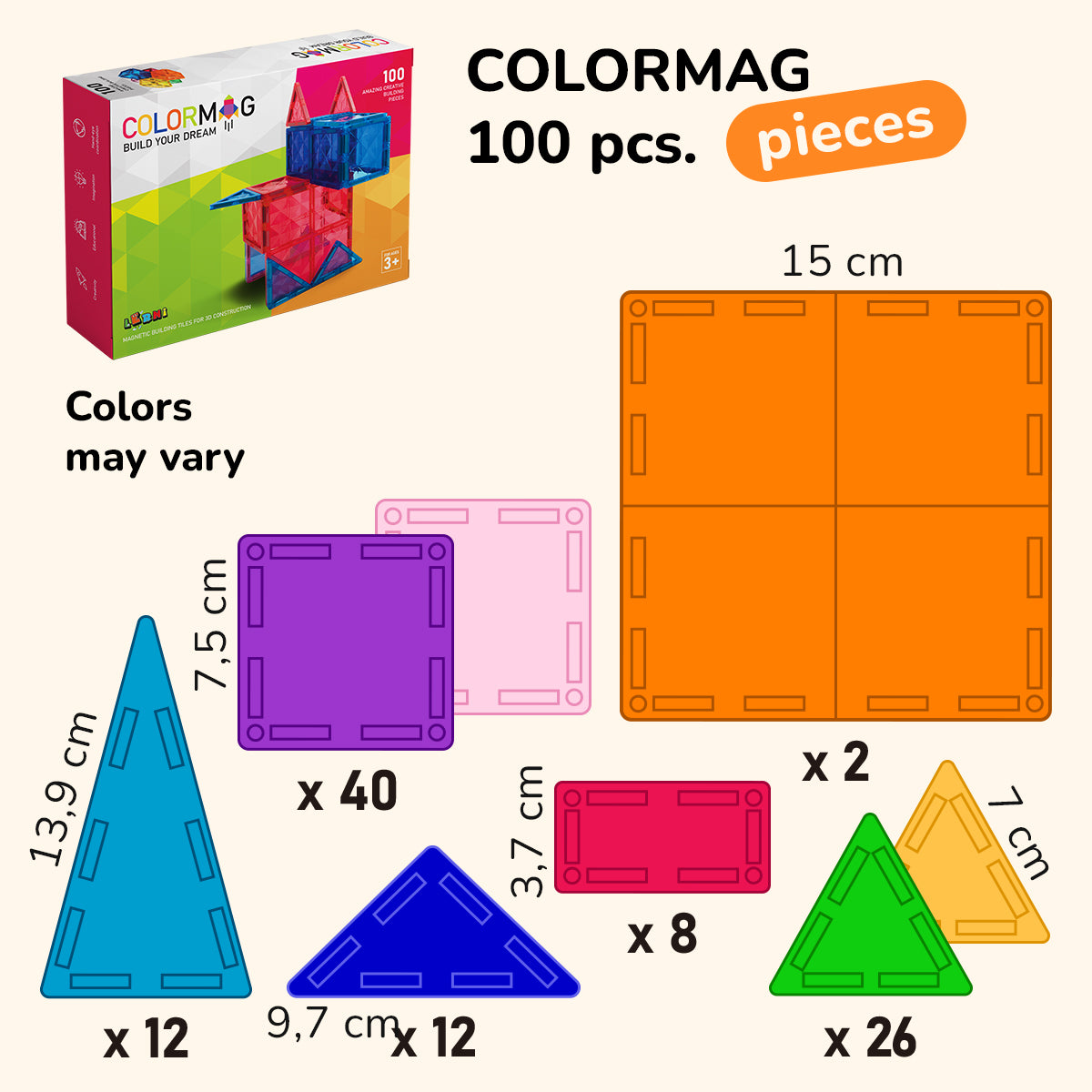 COLORMAG Magnetbaukasten 100 Stück