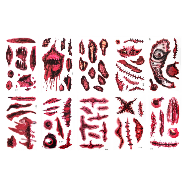 Abziehbare Tattoos - Blutiges Halloween